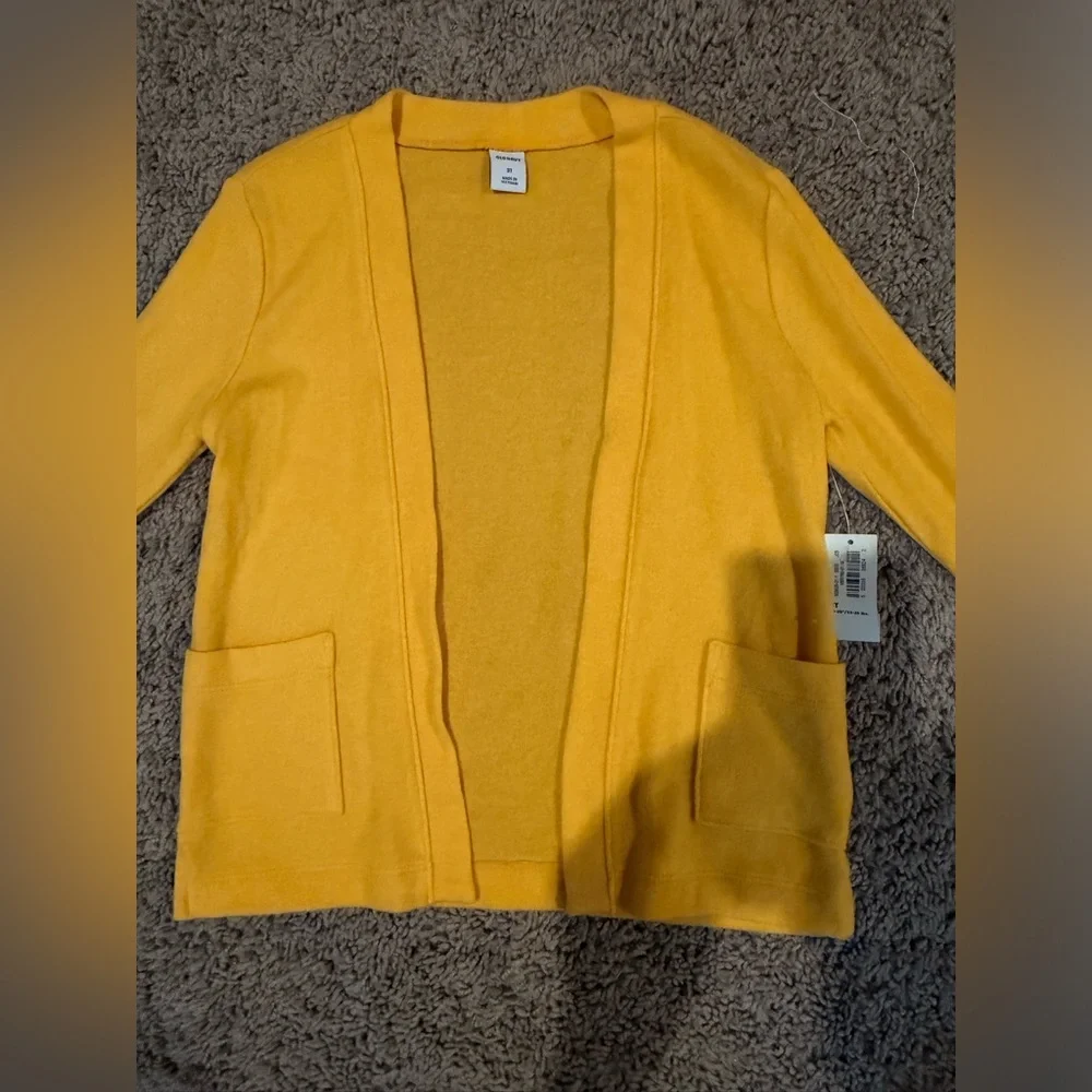 Old Navy Yellow Open-Front Kids Cardigan with Pockets